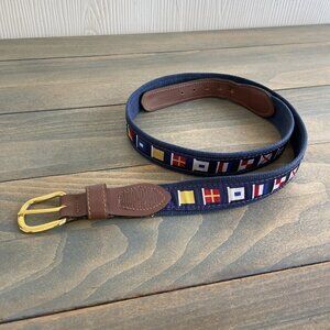 Zeppelin Brand Belt NauticalSailing Flags Preppy Summer Leather Size 40 (F8)
